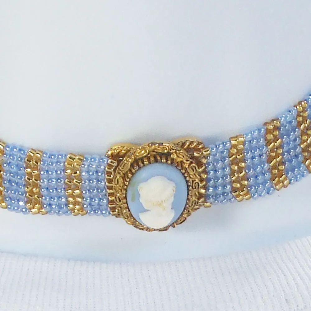 Hayfa,  Blue Cameo Choker Necklace