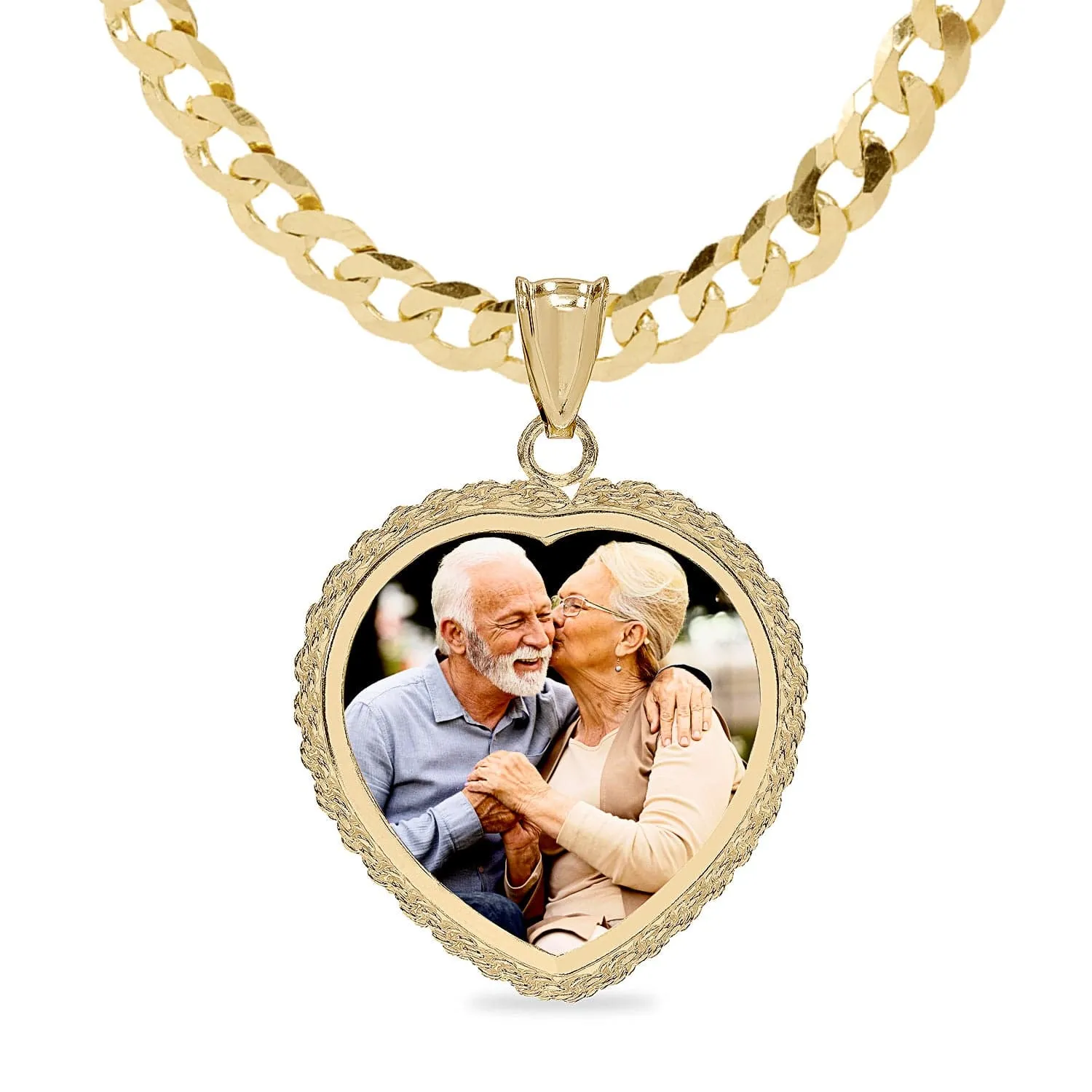 Heart Shaped Photo Pendant with Rope Frame