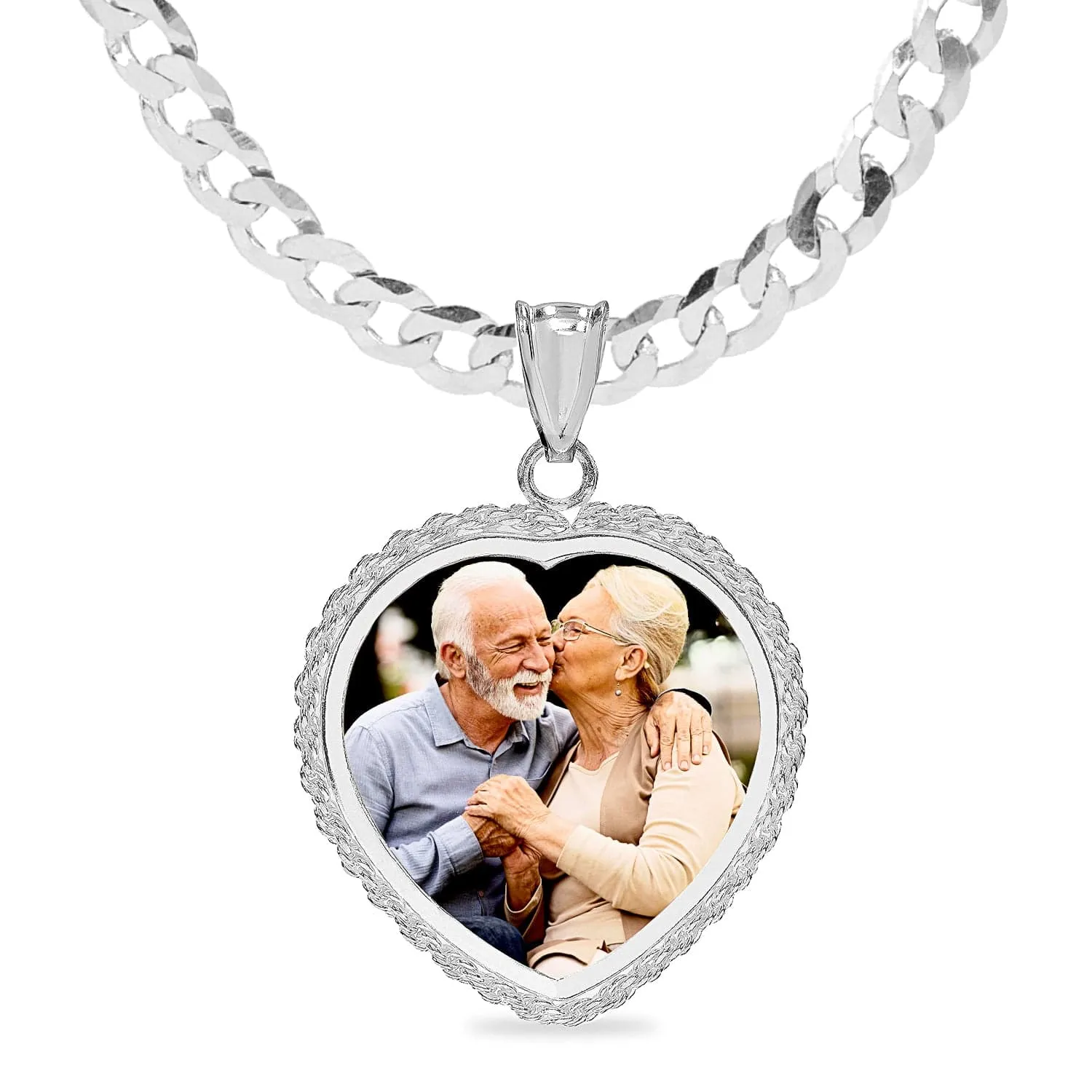 Heart Shaped Photo Pendant with Rope Frame