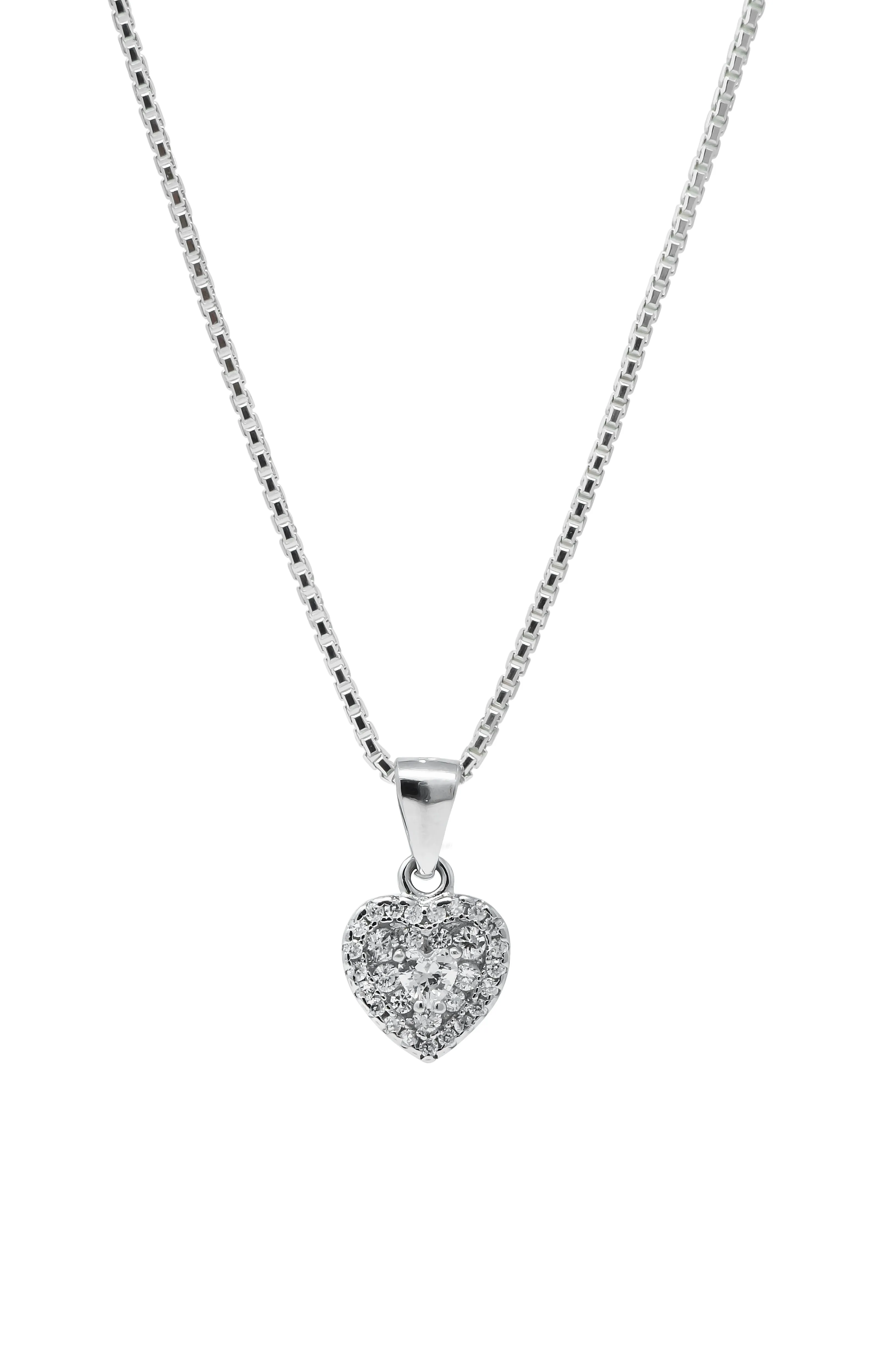 Heart To Heart Solitaire Sparkle Sterling Silver Pendant