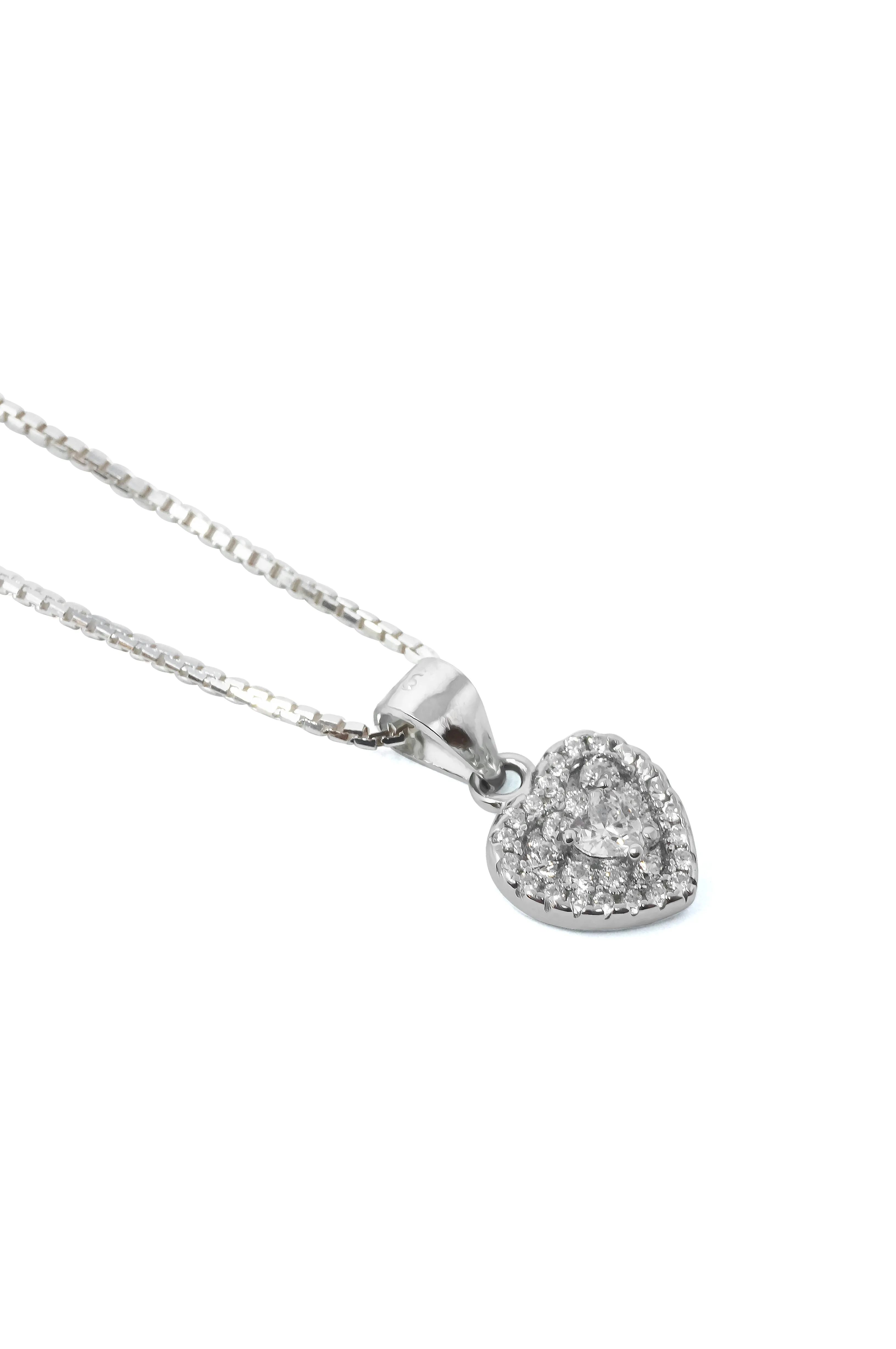 Heart To Heart Solitaire Sparkle Sterling Silver Pendant