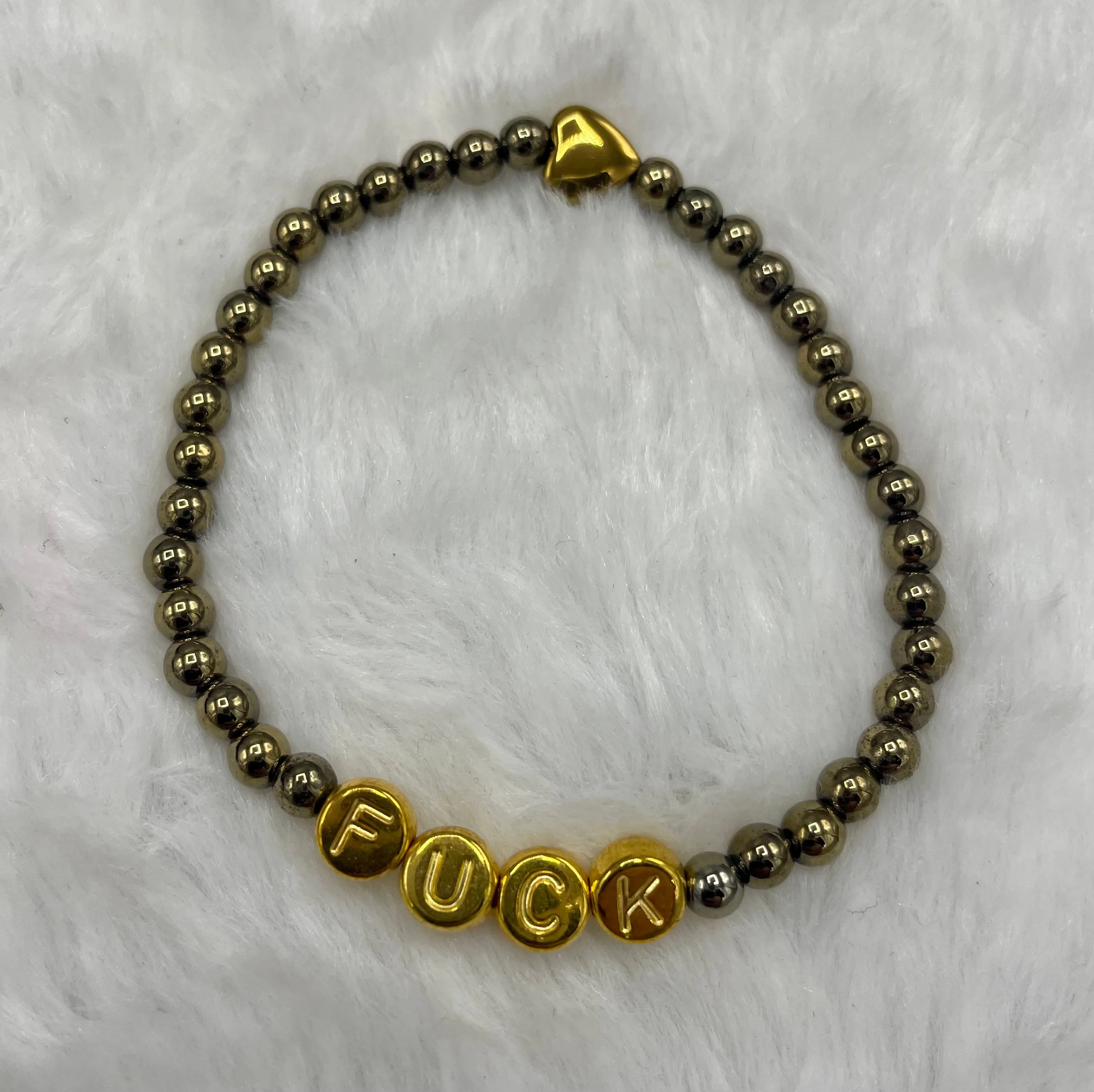 Hematite “Fuck” Bracelet