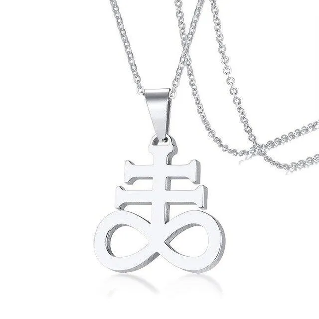 Inverted Cross Leviathan Stainless Steel Pendant Necklace