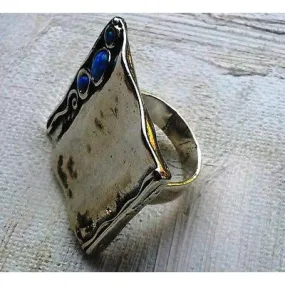 Israeli jewelry artistic BOHO sterling silver ring blue opal bagues Bluenoemi