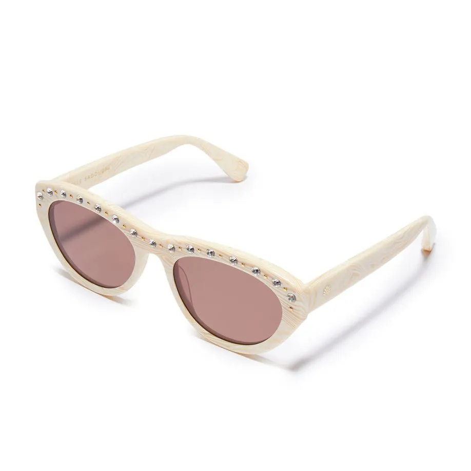 IVORY WALNUT MEMPHIS WAYFARER SUNGLASSES