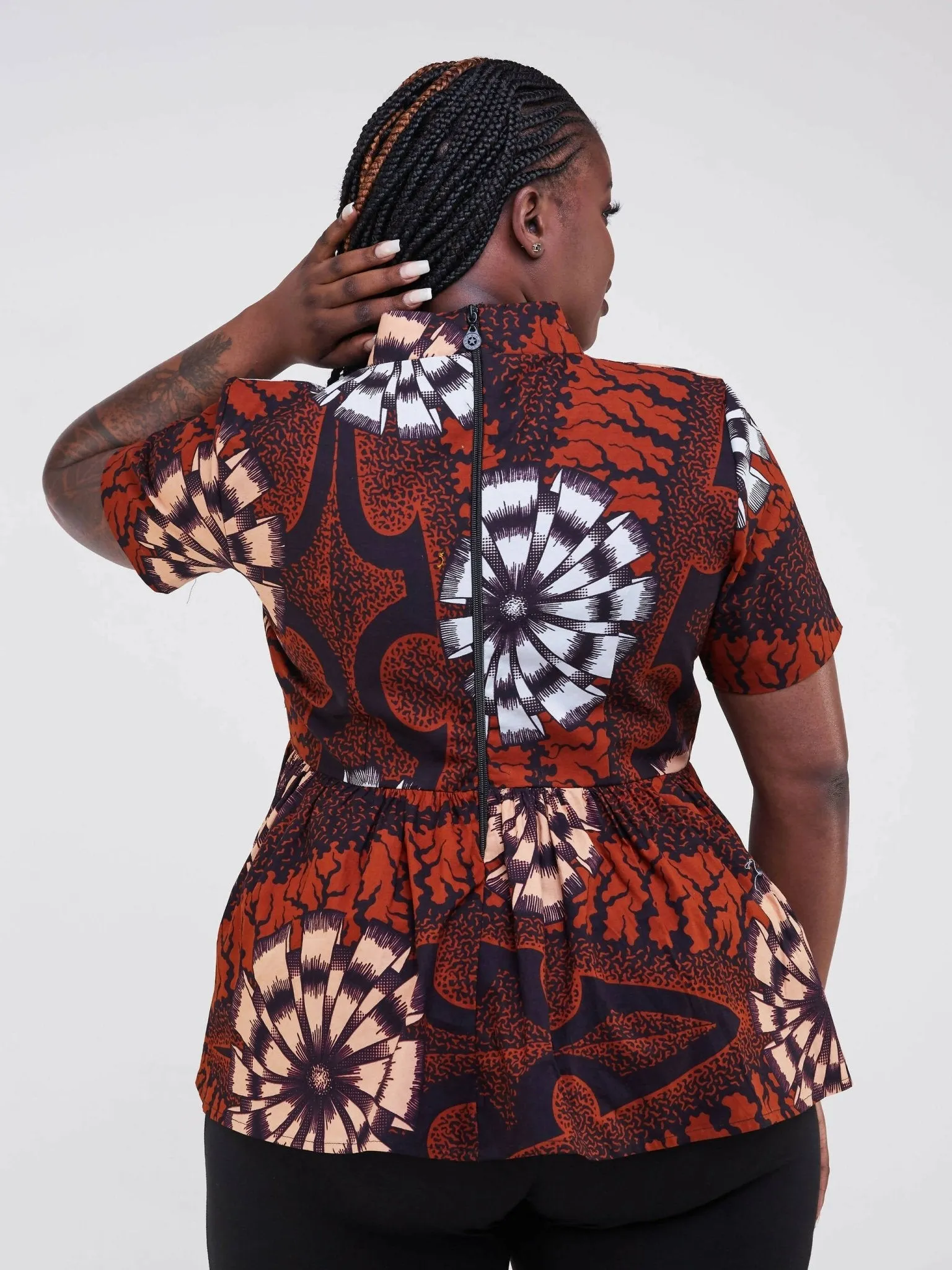 Izulu Mushuru Top - Brown Print