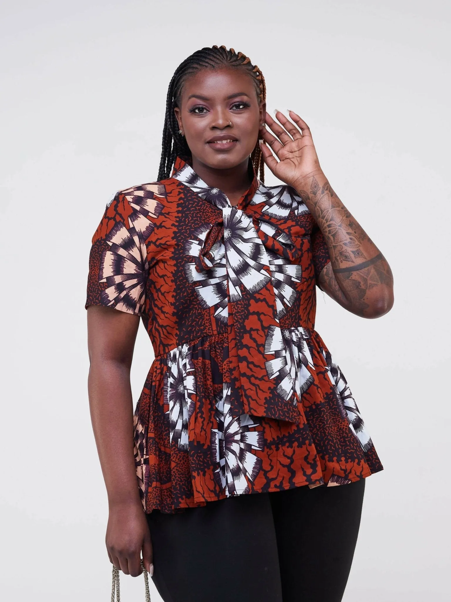 Izulu Mushuru Top - Brown Print