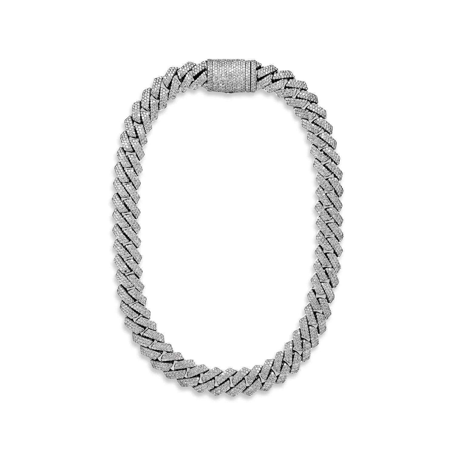 Jack 59 Carats Full Pave Diamond Cuban Link Chain in White Gold for Men