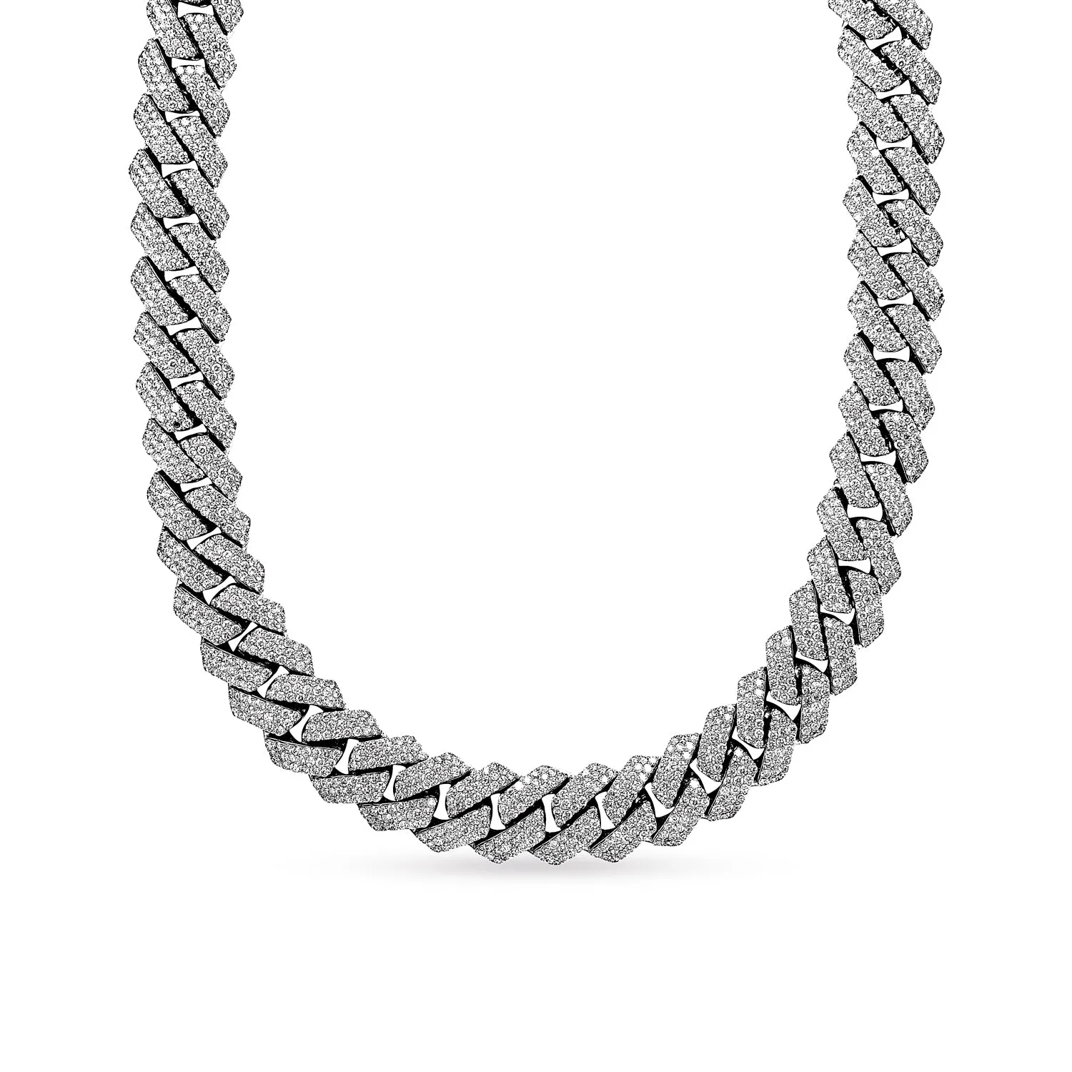 Jack 59 Carats Full Pave Diamond Cuban Link Chain in White Gold for Men