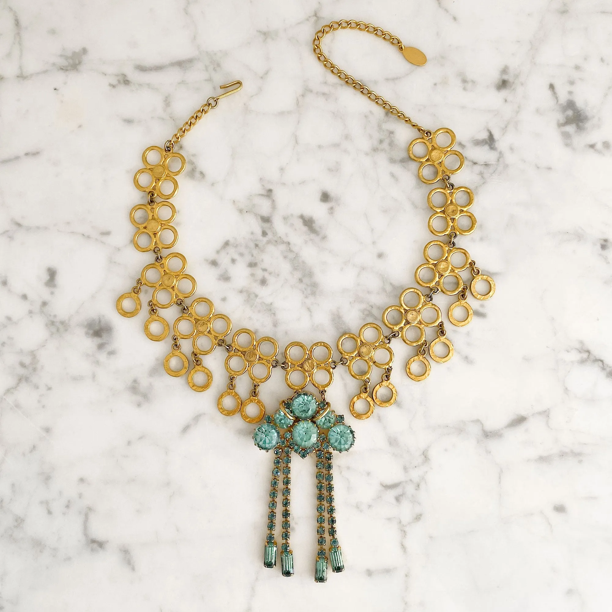 JANEY teal and gold choker necklace