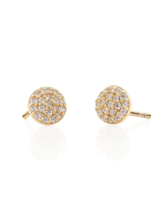 Kris Nations Round Crystal Stud Earrings - Gold