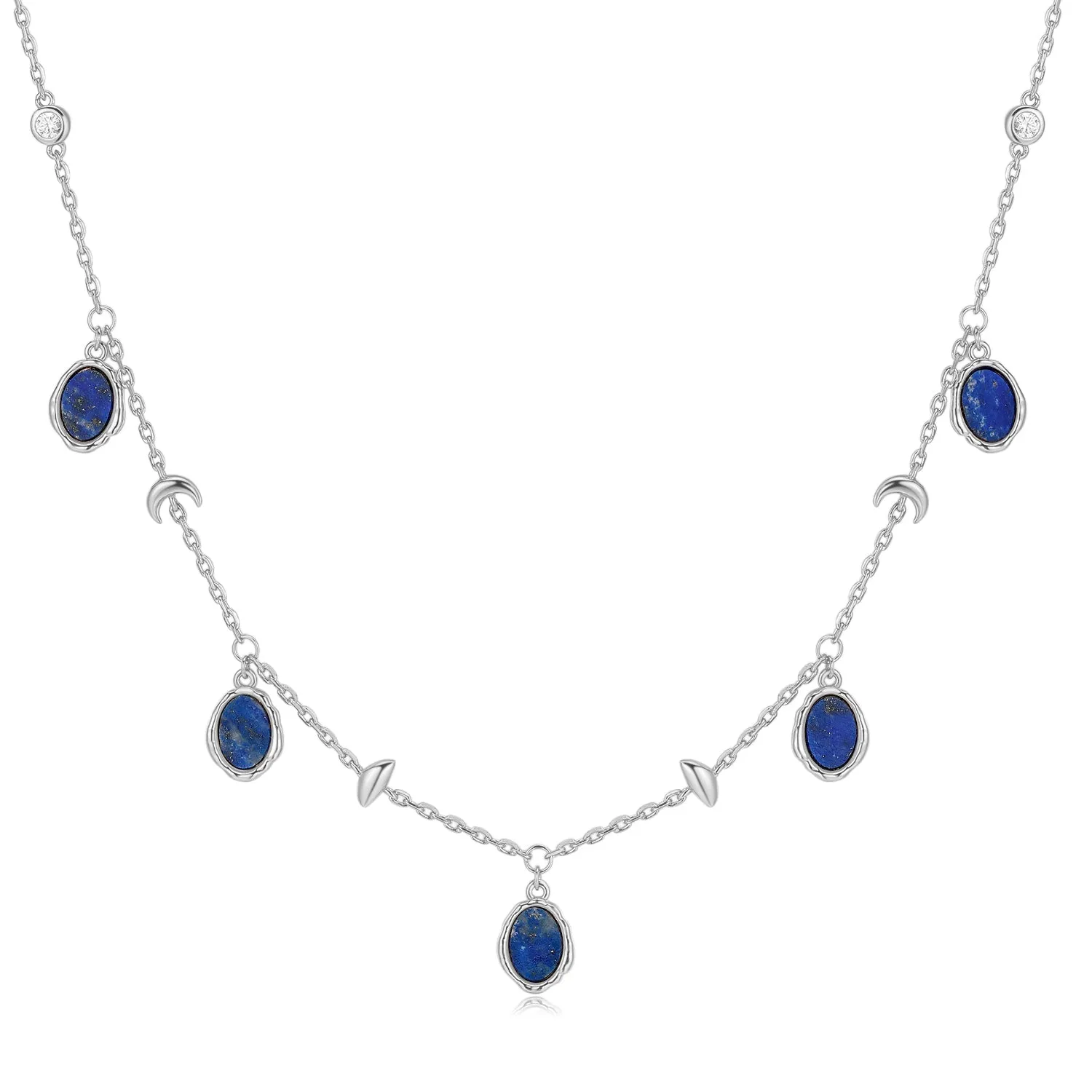 Lapis Silver Choker - Moon Circle