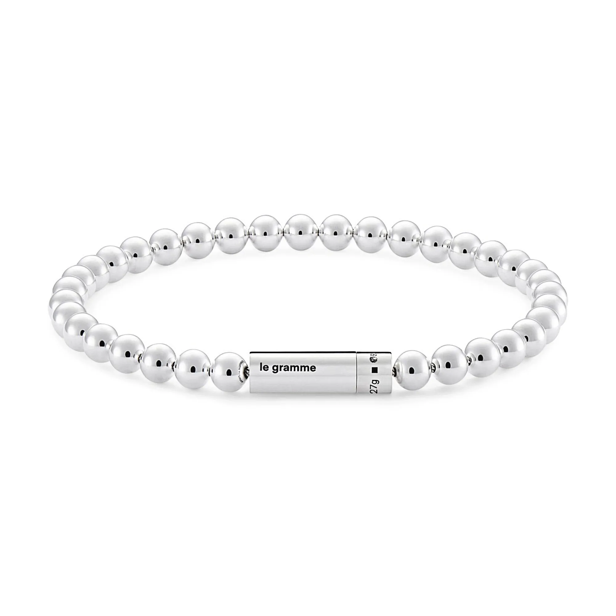 LE GRAMME 25G STERLING SILVER POLISHED BEAD BRACELET 7.75 INCH