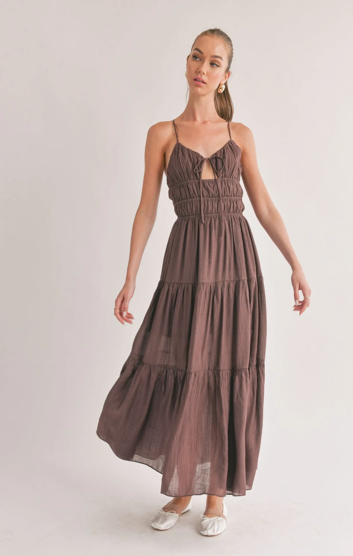 Light A Fire Tie Front Maxi Dress