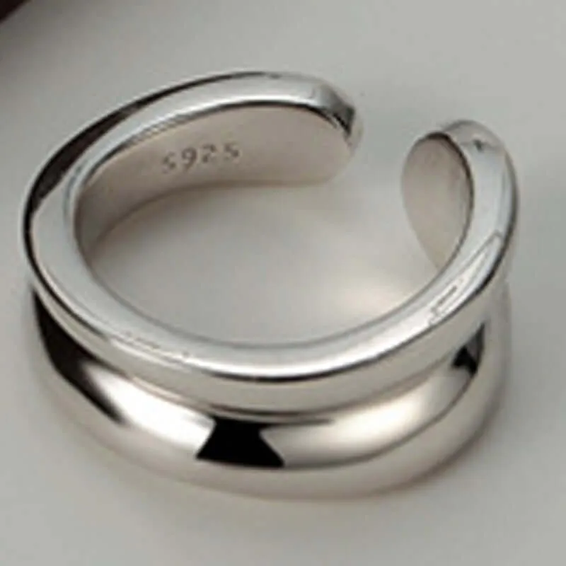 Light Luxury S925 Silver Smooth Adjustable Band Ring