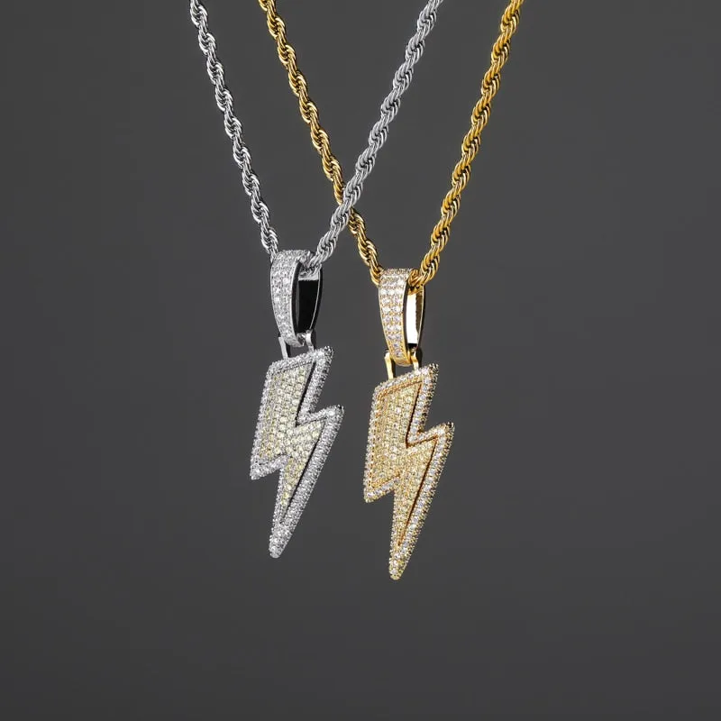 Lightning Cubic Zirconia Hip-Hop Pendant Necklace