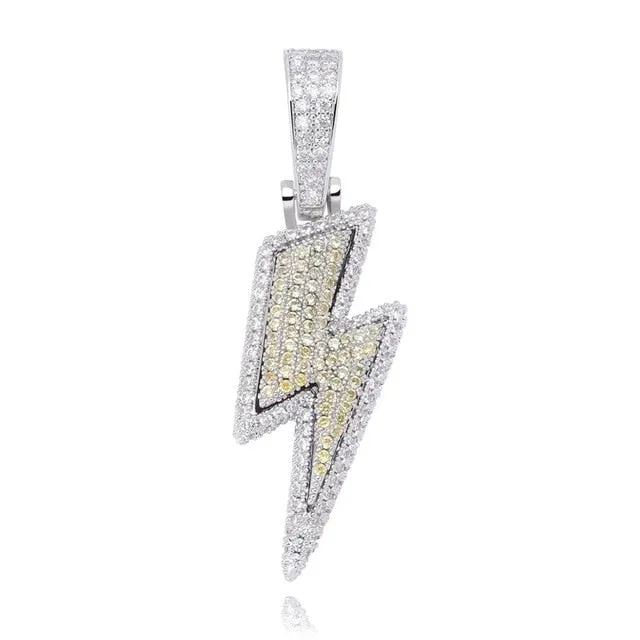 Lightning Cubic Zirconia Hip-Hop Pendant Necklace