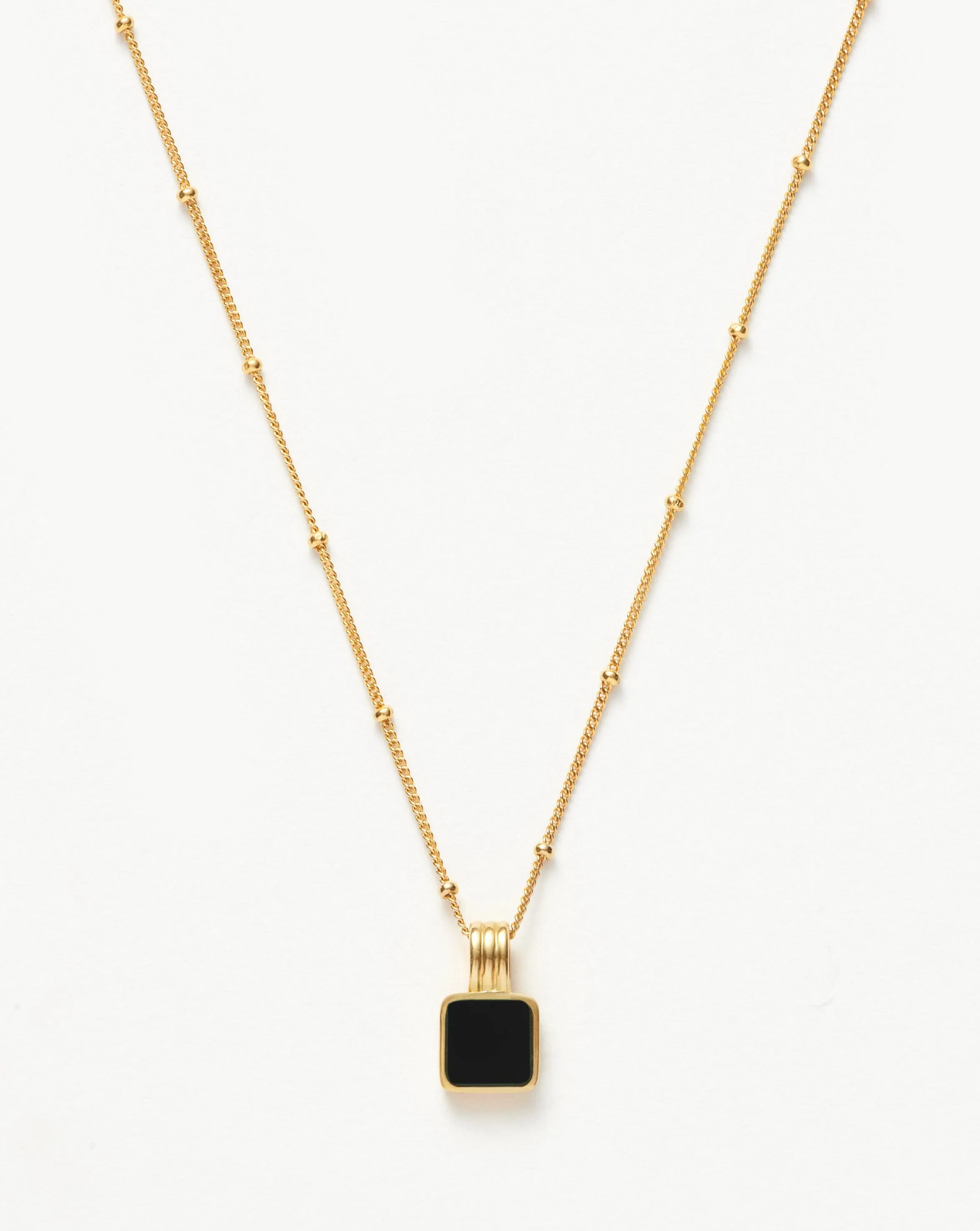 Lucy Williams Square Onyx Gemstone Necklace | 18ct Gold Plated Vermeil/Black Onyx