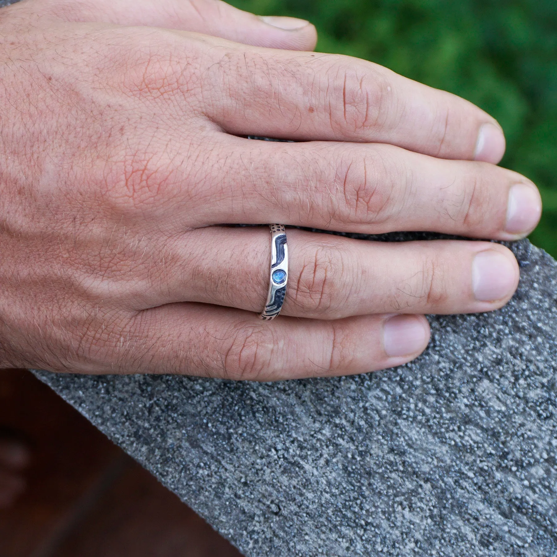 LUKE | silver mens Moonstone ring