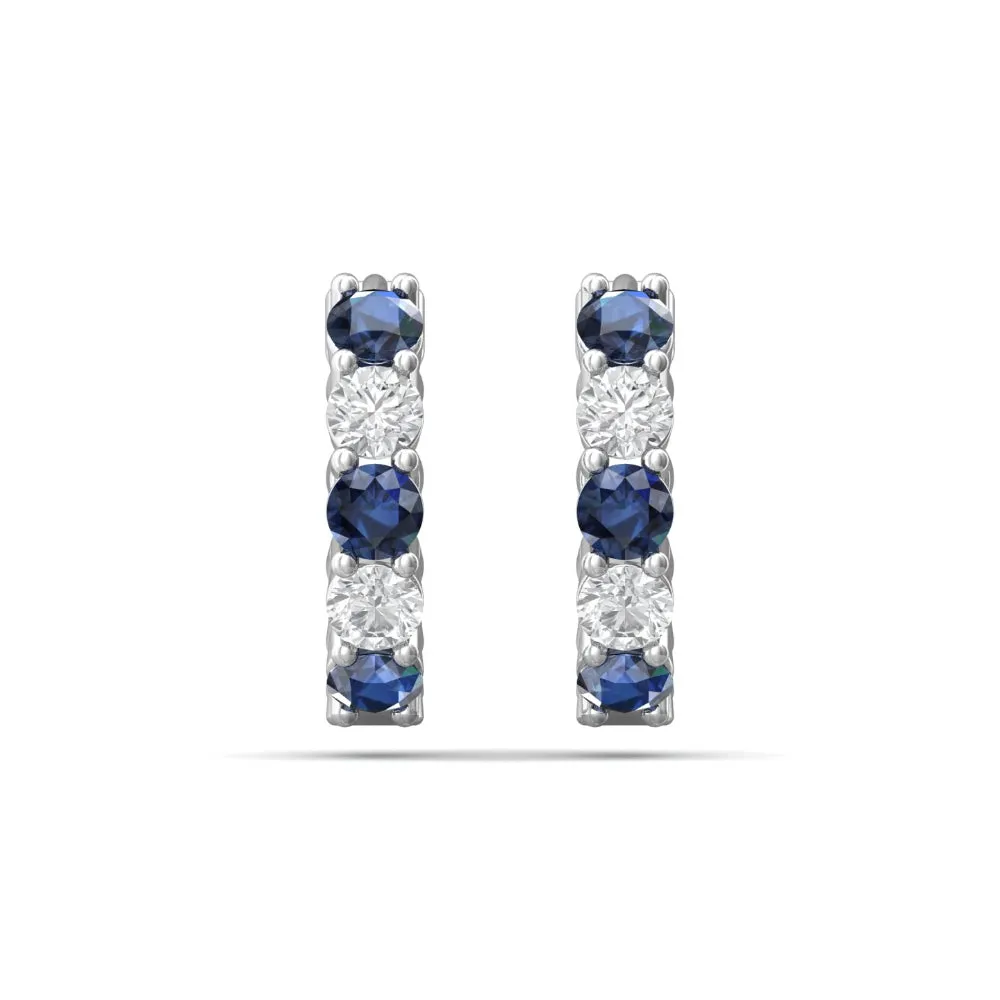 Martin Flyer 14k Diamond & Sapphire Hoop Earrings