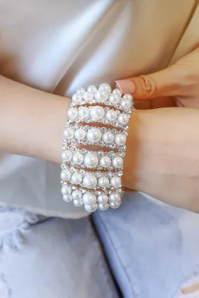 Marvel Pearl & Rhinestone Bracelet Bangle