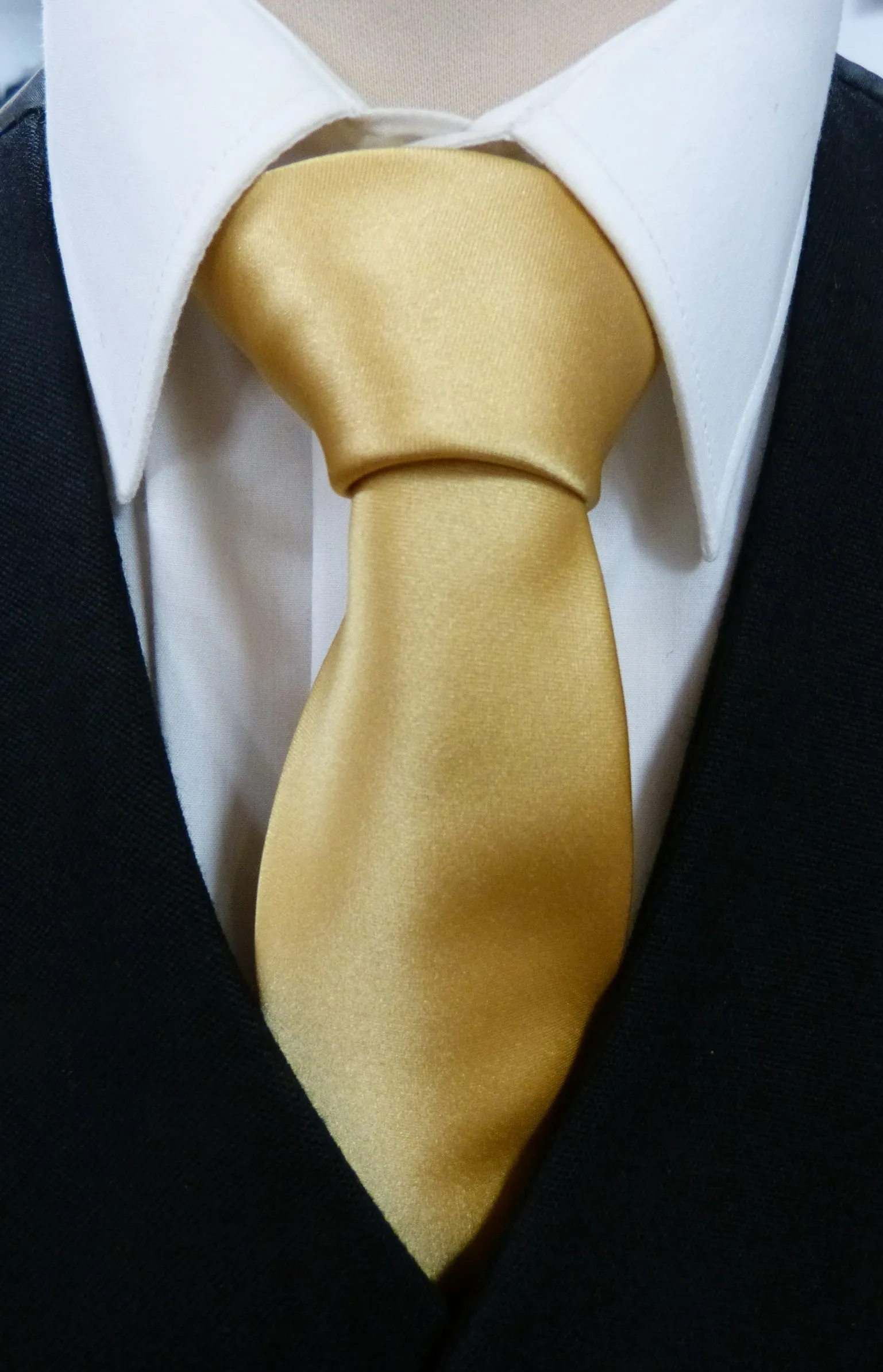 Mens Gold Satin Tie