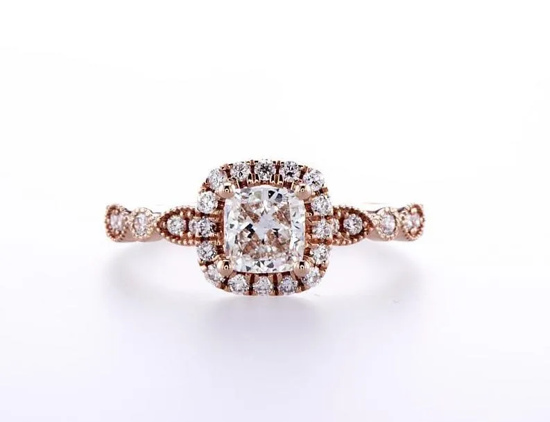 Milgrain Marquis Shape & Round Cut Engagement Ring (1.00Ctw)