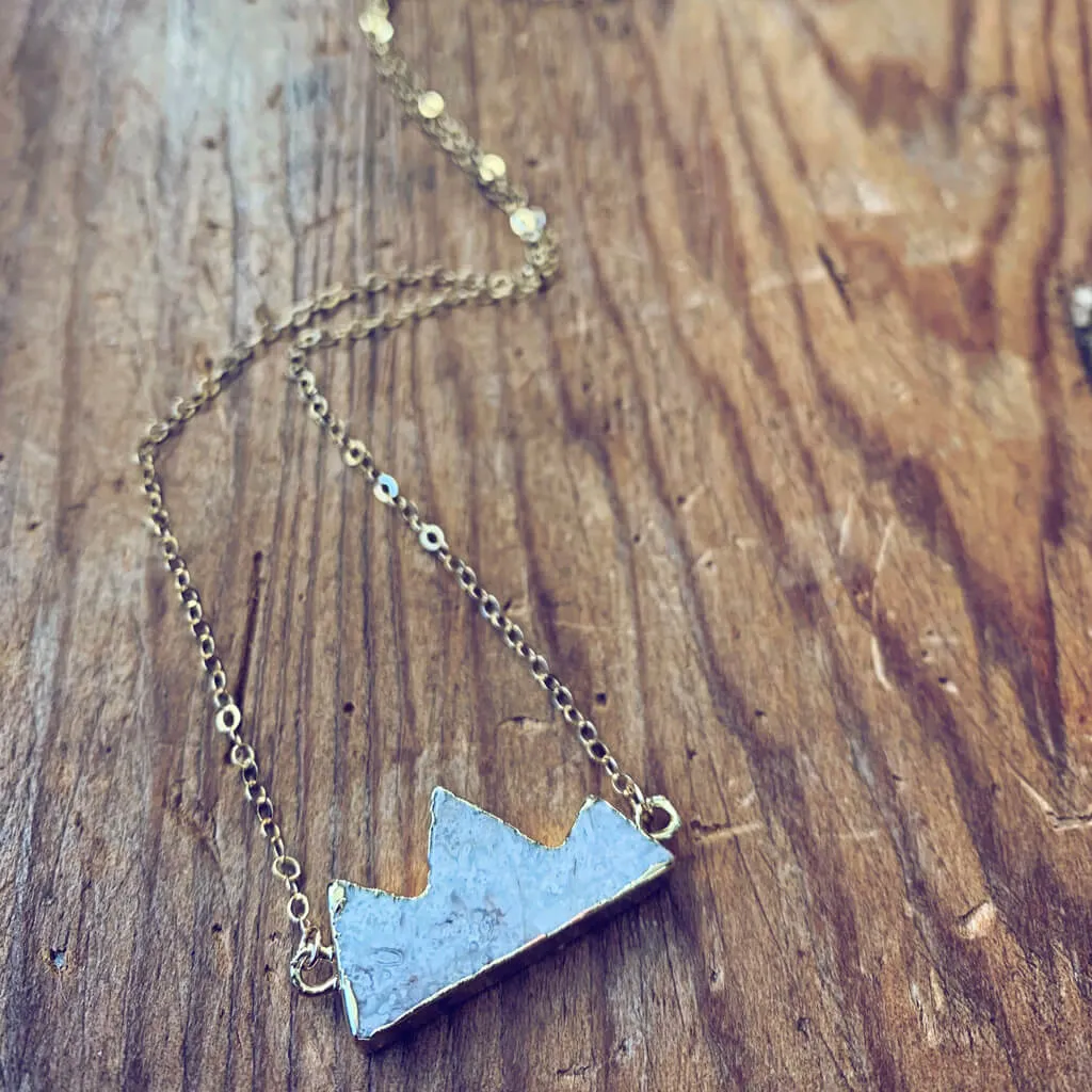 mountain peaks // gold electroformed agate slice pendant necklace