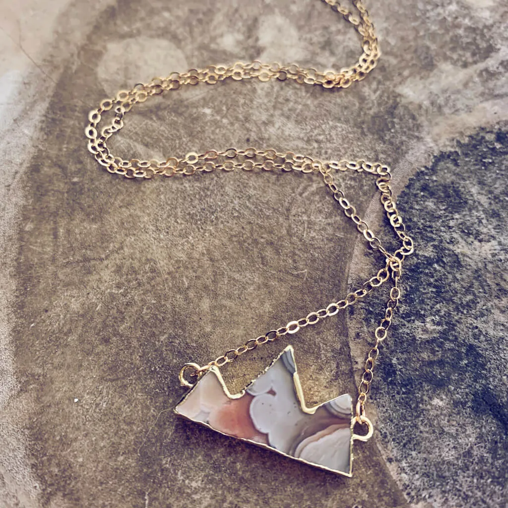 mountain peaks // gold electroformed agate slice pendant necklace