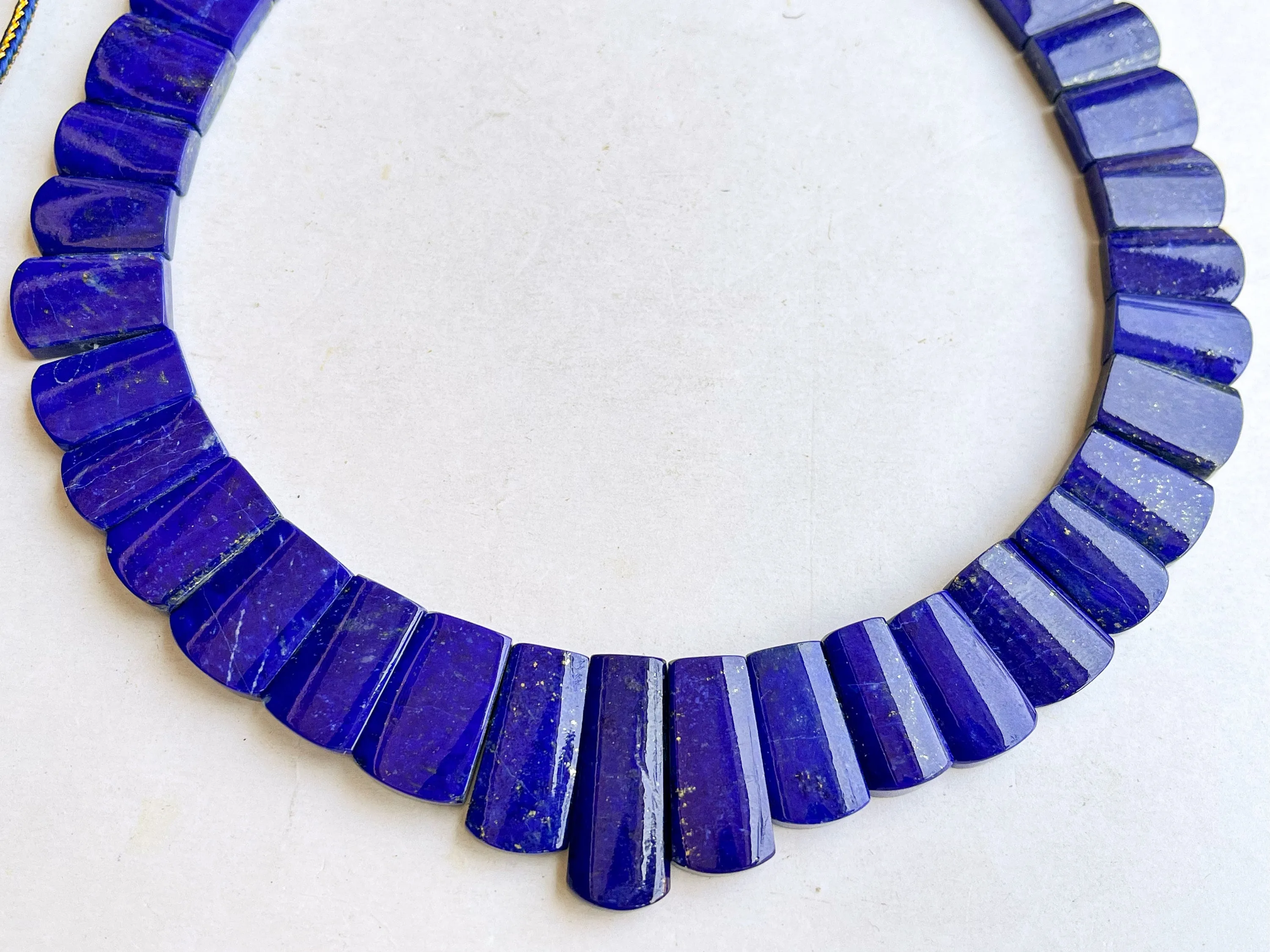 Natural Lapis Lazuli Bib Necklace, Cleopatra Egyptian Necklace, Fancy Beach Jewelry, AAA Lapis Lazuli Choker  Necklace