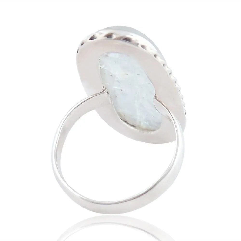 Natural Rainbow Moonstone Ring Silver, 925 Sterling Solid Silver Rings Jewelry, Nickel Free