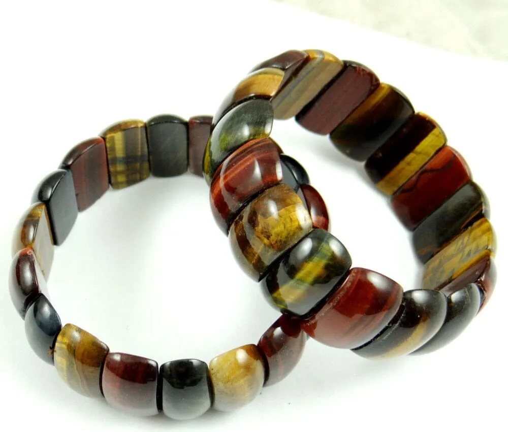 Natural Stone Tiger Eye Unakite Quartz Crystal Bead Bracelet