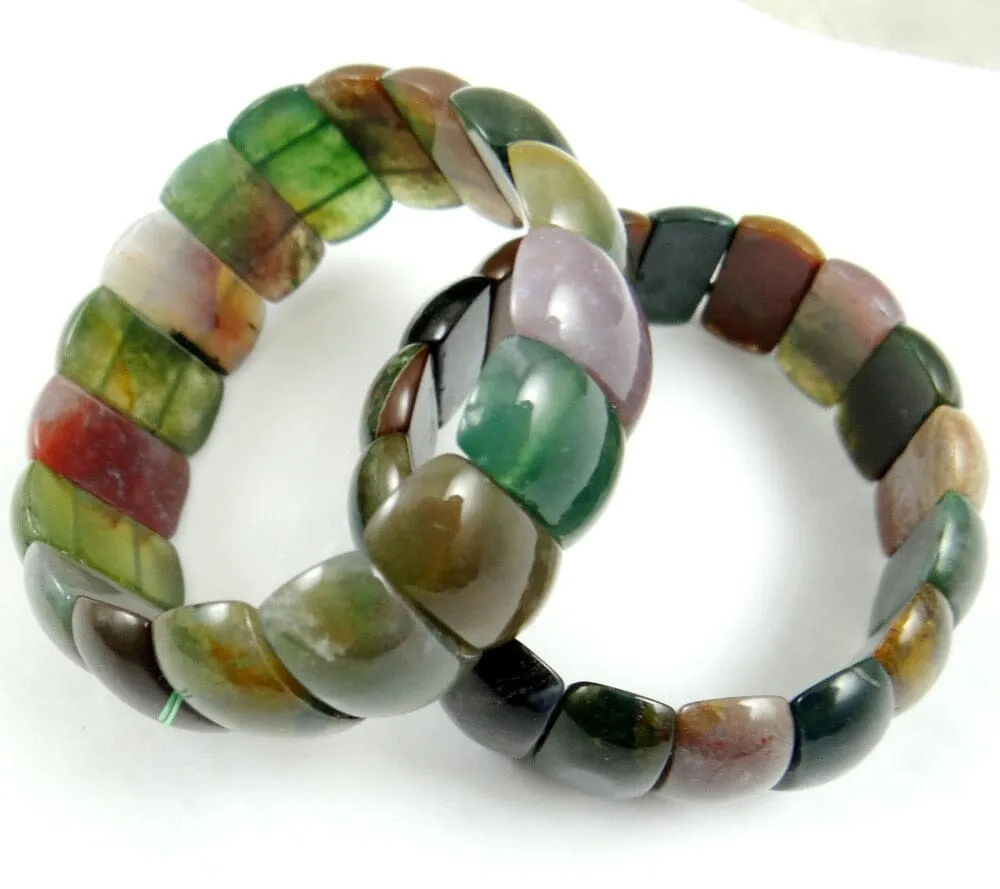 Natural Stone Tiger Eye Unakite Quartz Crystal Bead Bracelet