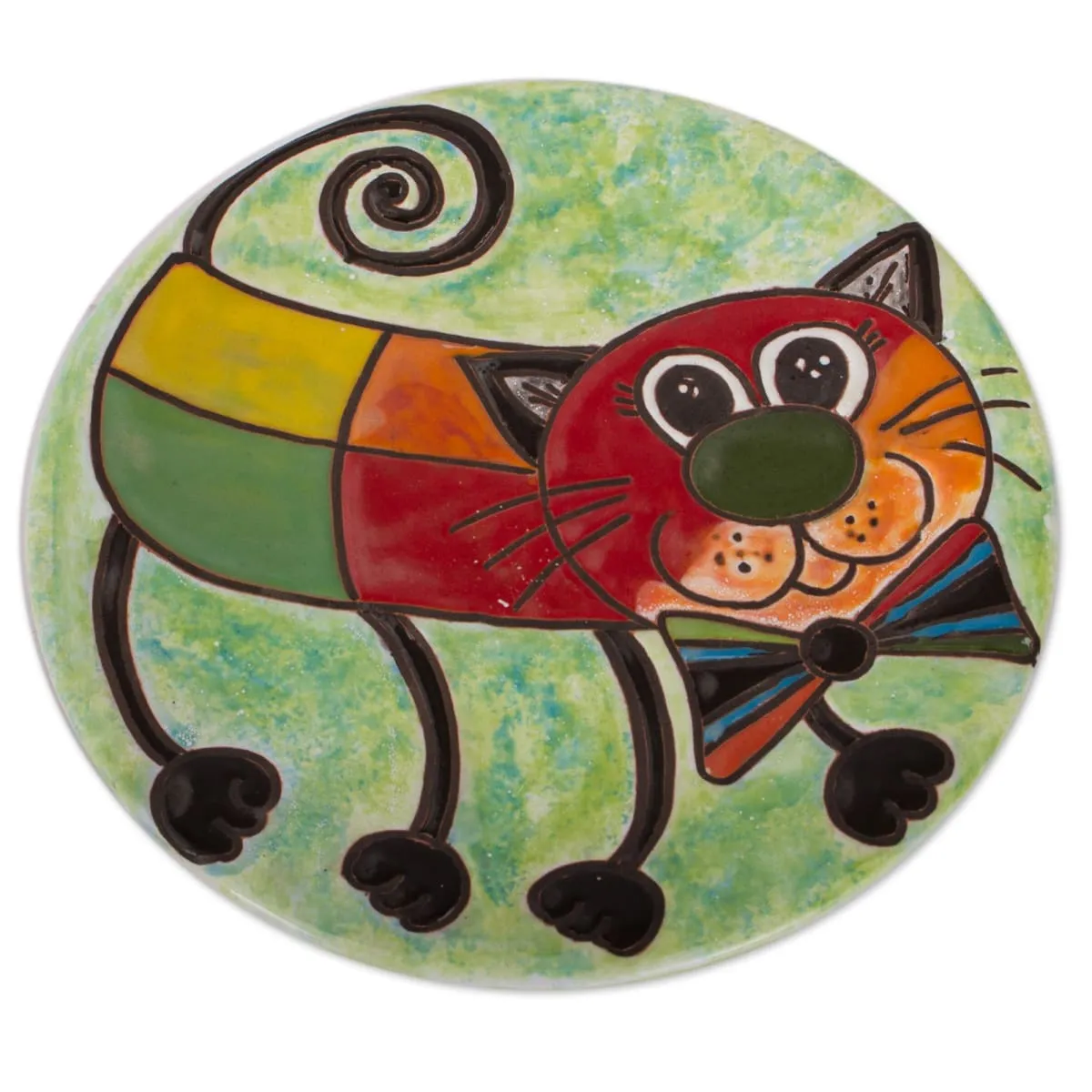 Novica Bow Tie Cat Ceramic Wall Art