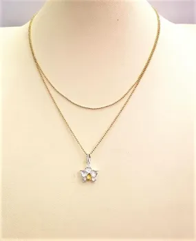 Orchid 2 Tone Double Chain Pendant