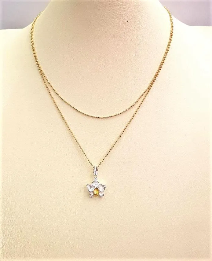 Orchid 2 Tone Double Chain Pendant