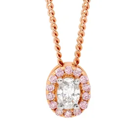 Oval Shaped Pink & White Diamond Pendant