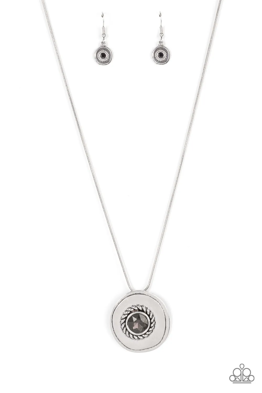 Paparazzi Make Me a MEDALLION-aire - Silver Smoky Necklace