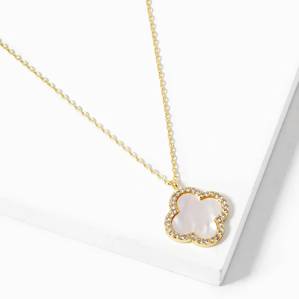 Pave Gold Clover Necklace