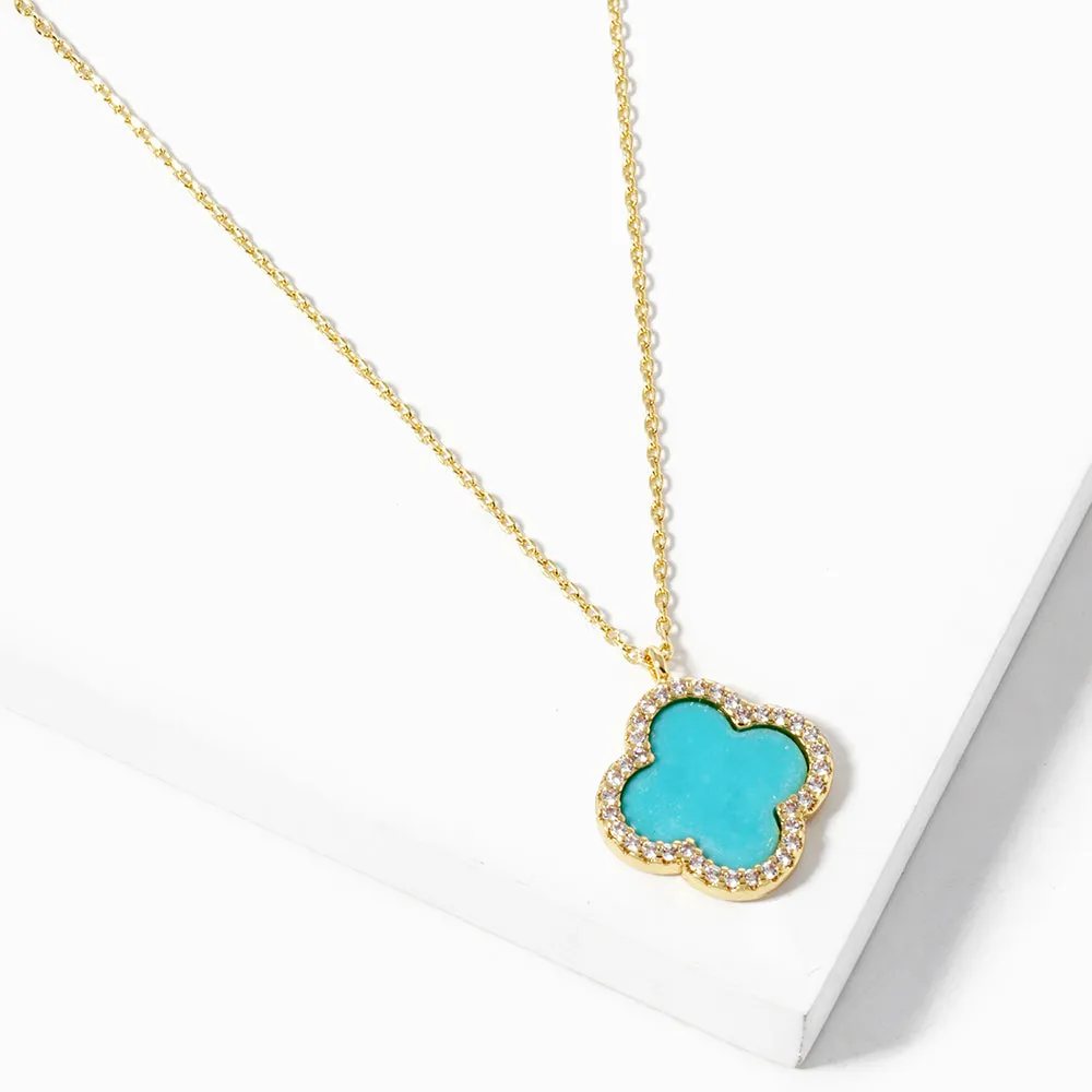 Pave Gold Clover Necklace