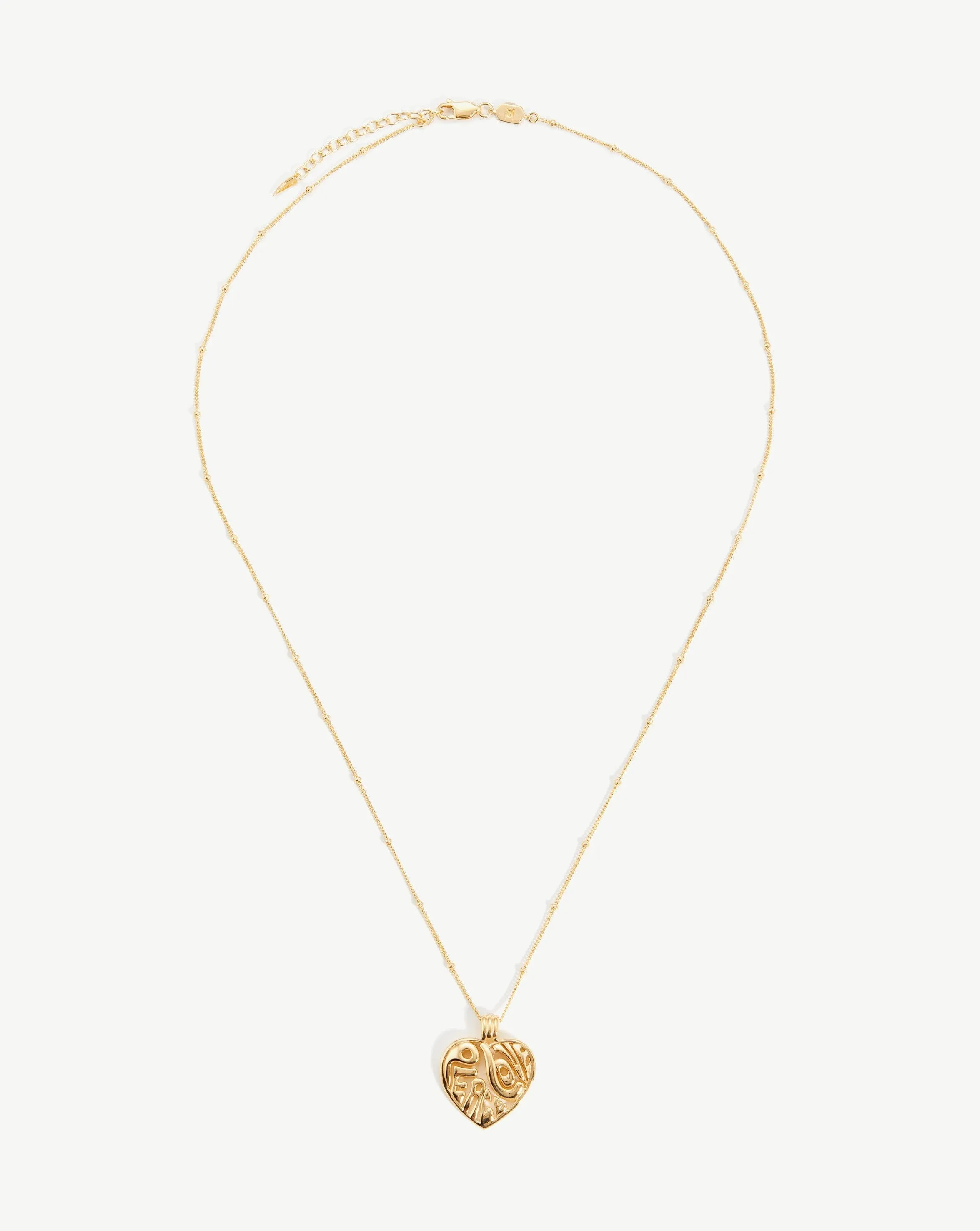 Peace & Love Heart Pendant Chain Necklace | 18ct Gold Plated Vermeil