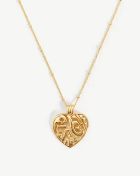 Peace & Love Heart Pendant Chain Necklace | 18ct Gold Plated Vermeil