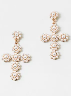 Pearl Cross Earring