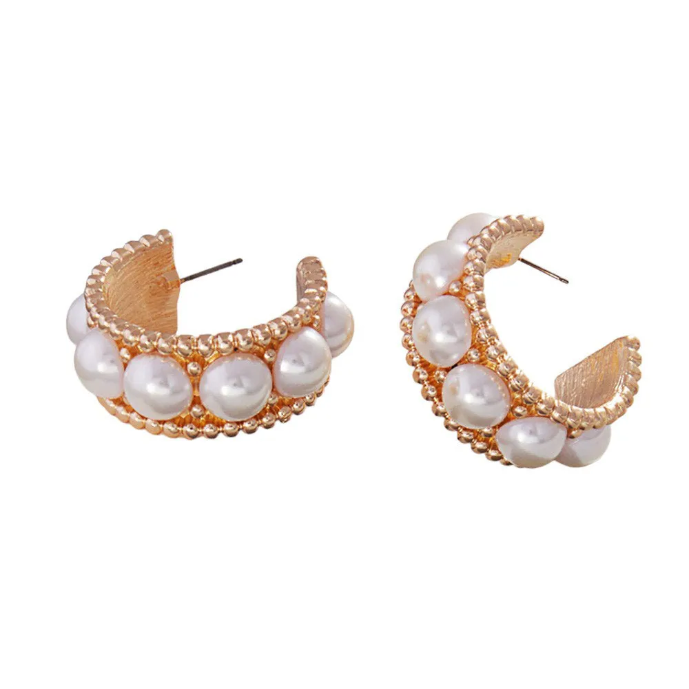 Pearl Pointed Hoop Earrings