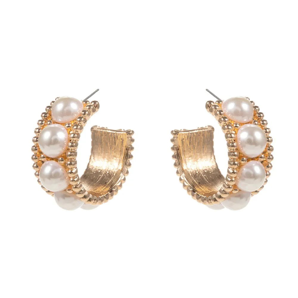 Pearl Pointed Hoop Earrings