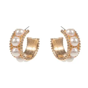 Pearl Pointed Hoop Earrings