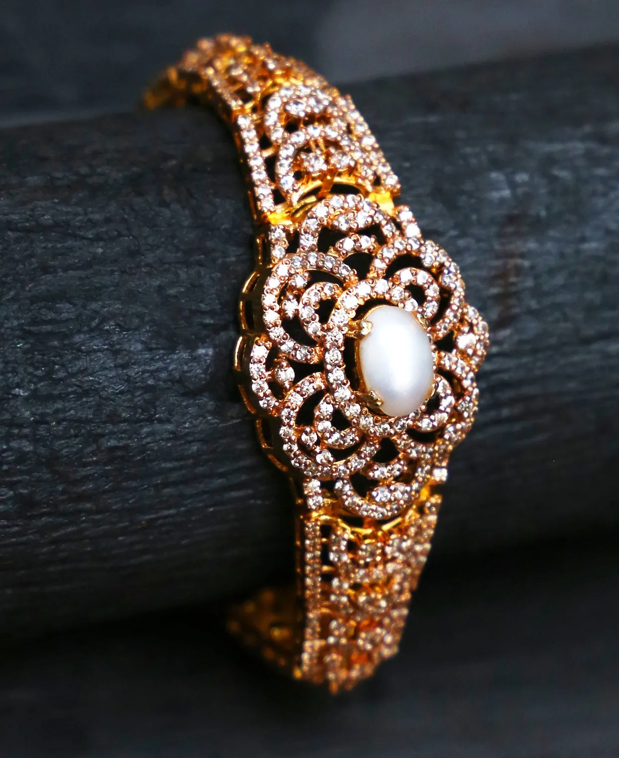 Pearl Zircon Watch Bracelet