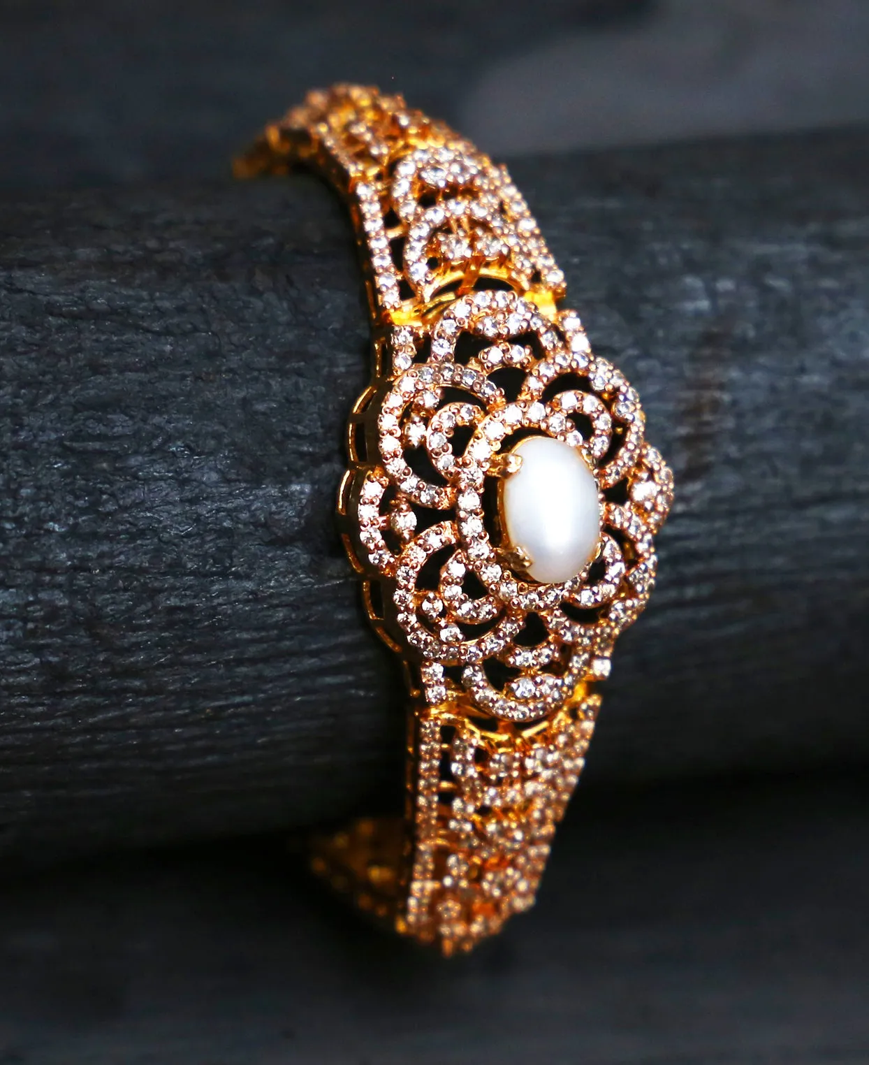 Pearl Zircon Watch Bracelet