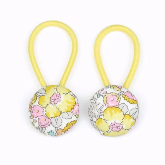 Peony Liberty of London Set of Button Hair Ties In Yellow