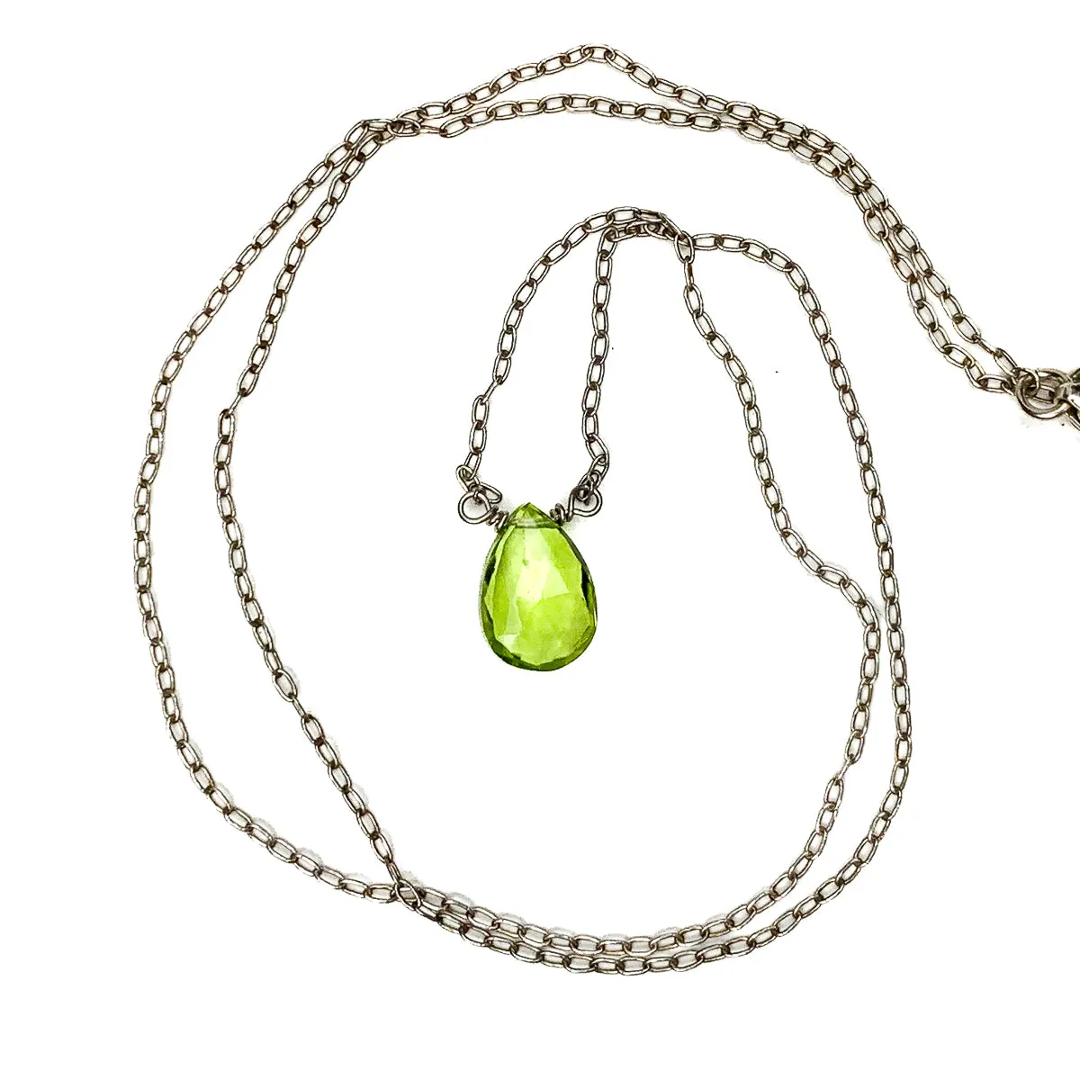 Peridot Necklace on Sterling Silver Chain with Sterling Silver Trigger Clasp